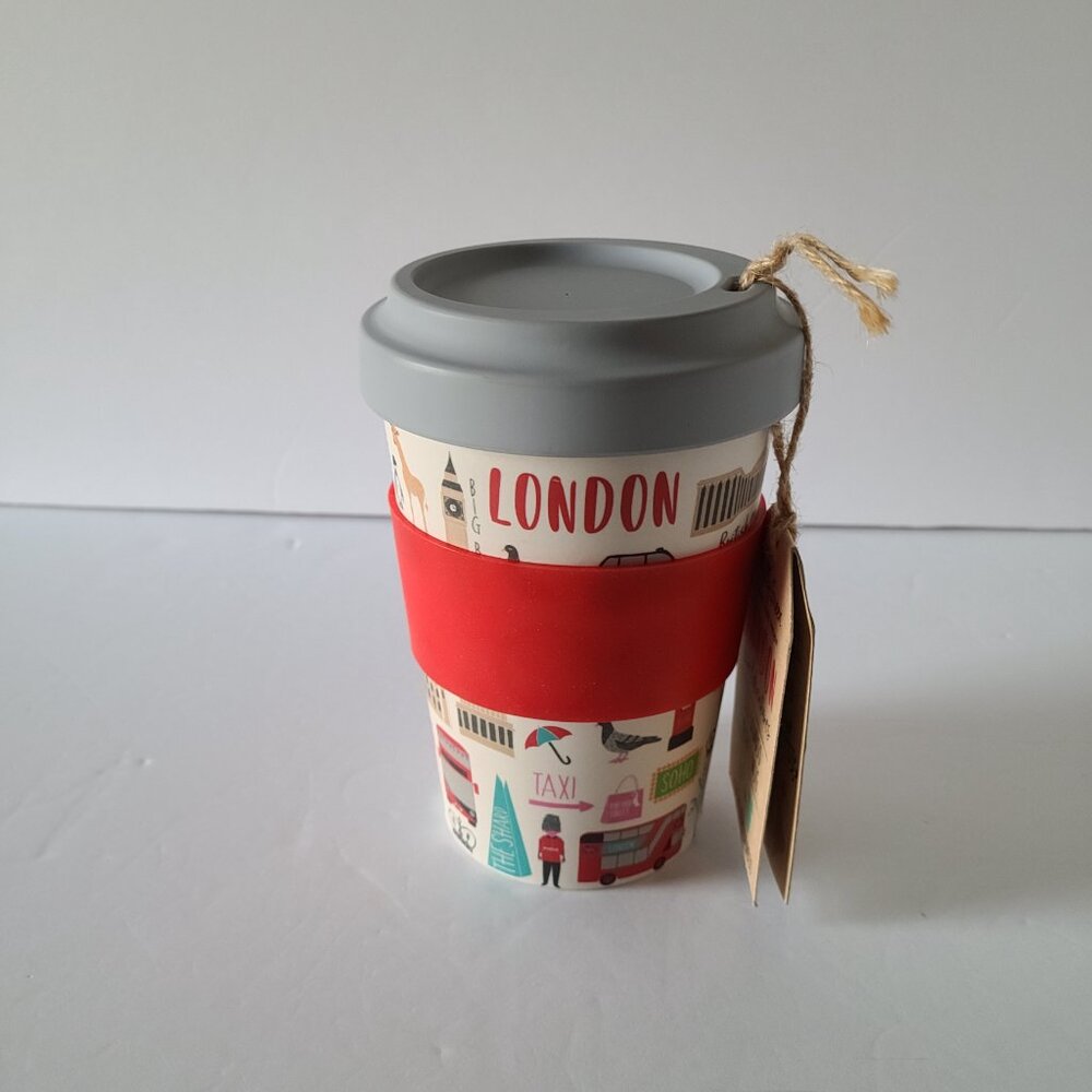 LONDON ECO ADVENTURES MILLY GREEN BAMBO TRAVEL MUG 17 OZ/ SCREW LID ECO-FRIENDLY